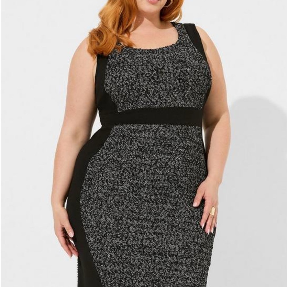 Torrid Black and Gray Textured Midi Dress